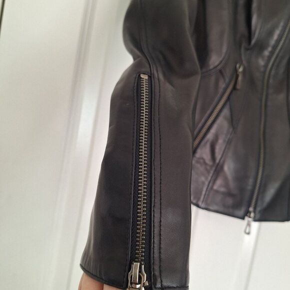 Akris Punto Black  Leather Moto Jacket size 2 - Picture 2 of 9